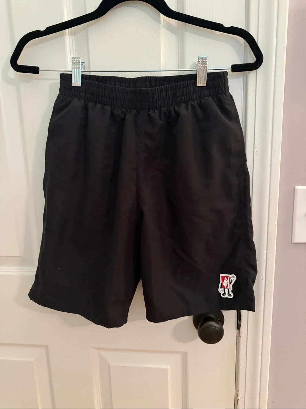 Black boys swim shorts with Logo Patch